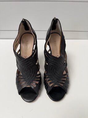 Boutique 9 Black Sculpted Strappy Peep-Toe Heels